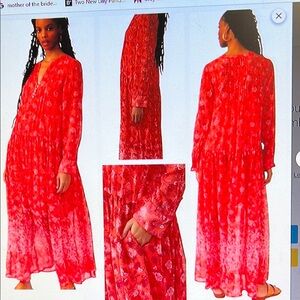 Free People Coral Pink Floral Top size large